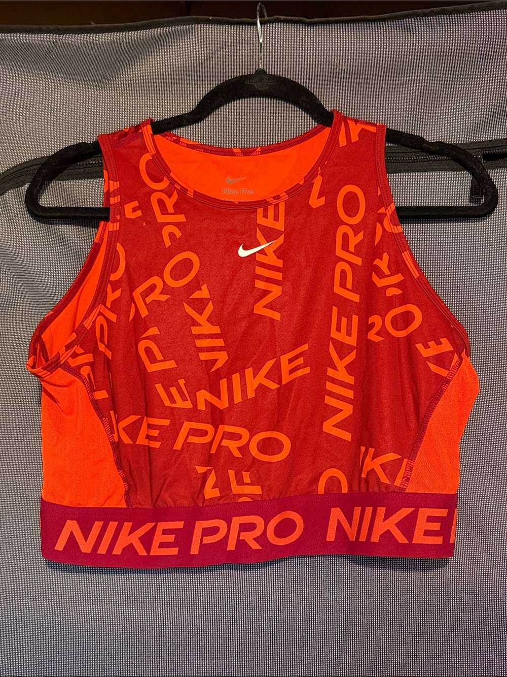 Nike Pro Red and Orange Cropped Athletic Tank